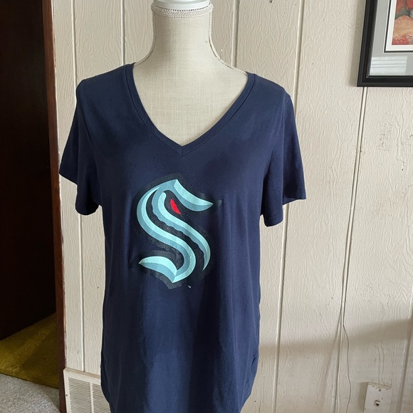 Fanatics Tops - Seattle Kraken Fanatics Women's Primary Logo Team V-Neck T-Shirt - Deep Sea Blue